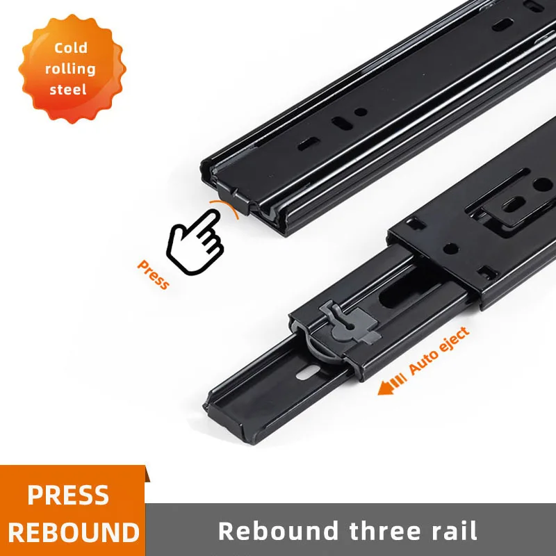 

Three Section Slides Drawer 3 way Slide Rail Press Rebound Drawers Sliding Track Stanless Steel or Cold Rolled Steel for option