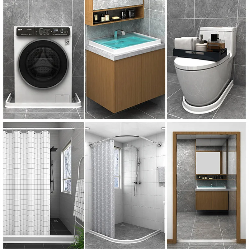 Silicone Bathroom Water Retaining Strip waterproof toilet Washing Machine Dry Wet Separation blocker Shower Dam flood barrier