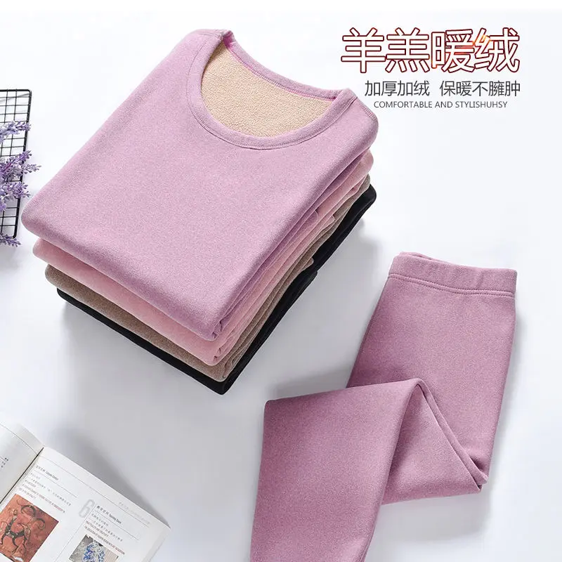 Thermal Underwear For Women Winter Warm thicken lamb fleece high elastic Long Johns bottoming Two Piece Sets Thermos Clothing thermal underwear sets