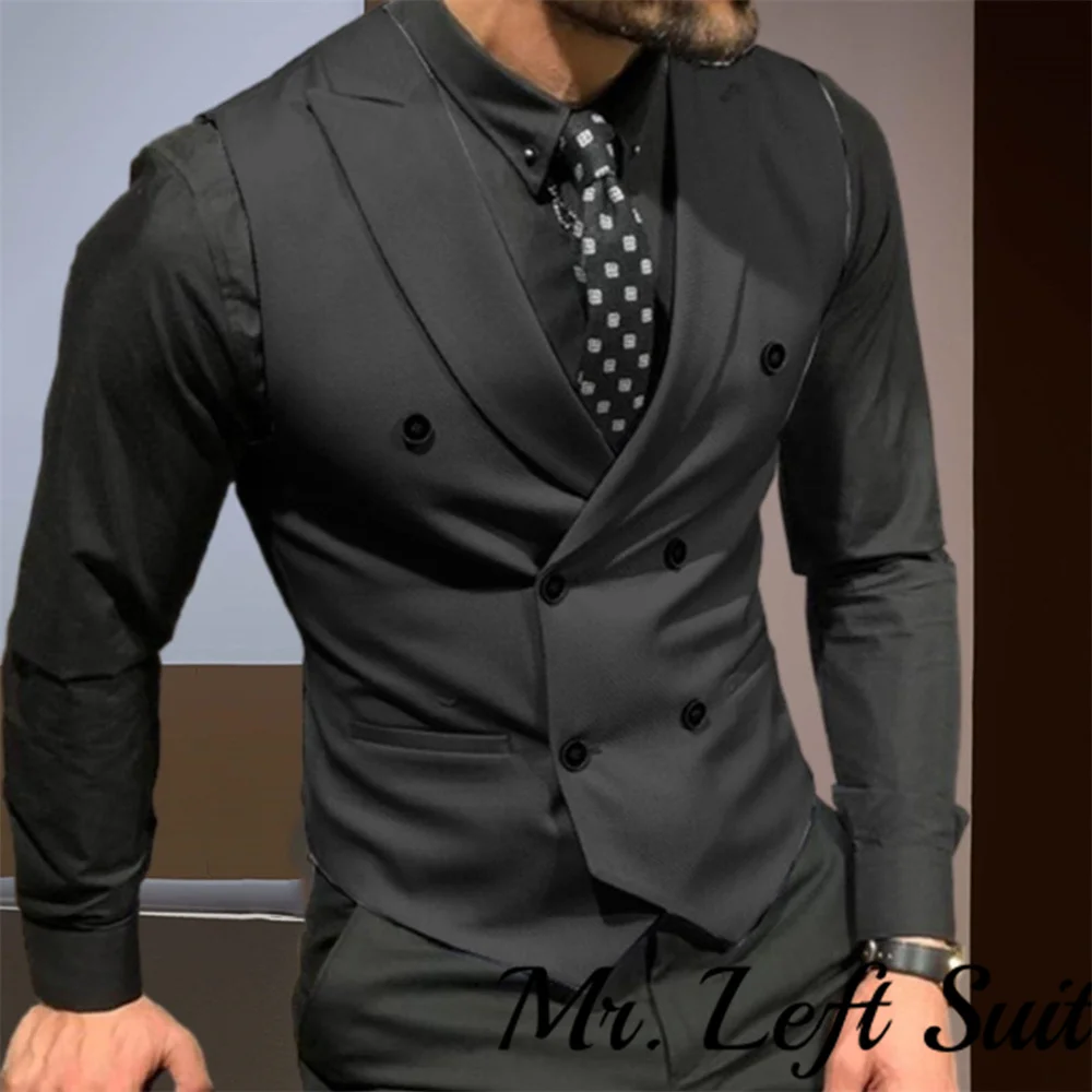 Men's Suit Vest Stylish Double Breasted Tuxedo Waistcoat Slim Fit Business Banquet Wedding Dress