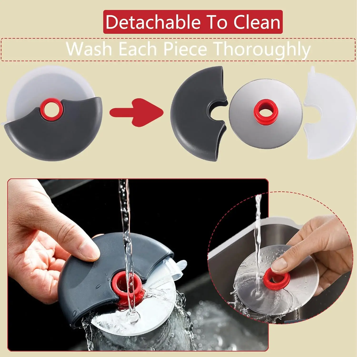 Pizza Cutter Wheel Protective Blade Cover Detachable Handheld Pizza Slicer Easy to Clean-Dishwasher Safe Kitchen Tools