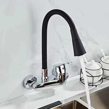 Rubinetto da cucina per uso domestico rubinetto a parete miscelatore da bagno rubinetto girevole rubinetto per lavandino moderno tubo flessibile rubinetto a doppio foro 1