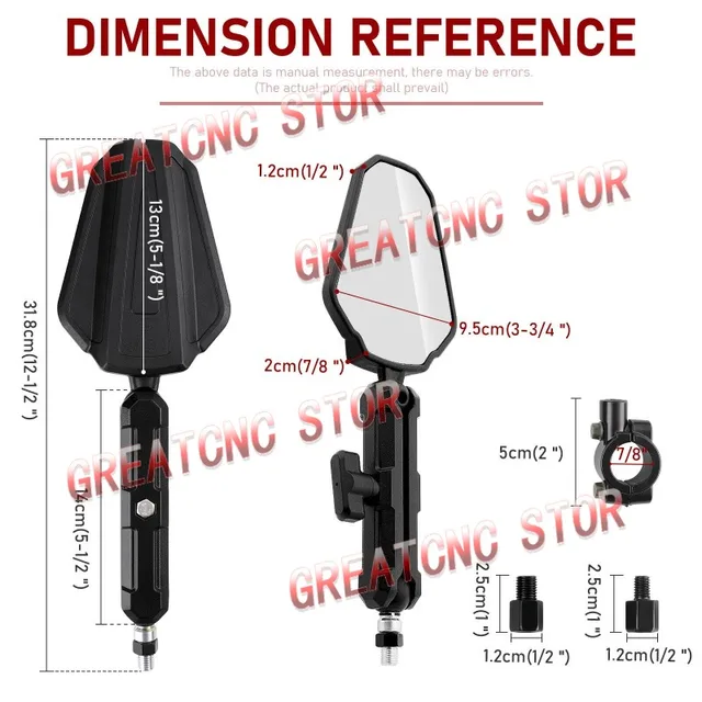 High Quality Universal Motorcycle Rear View Mirrors Foldable Rear View Handlebar Side Mirror Angle Adjustable