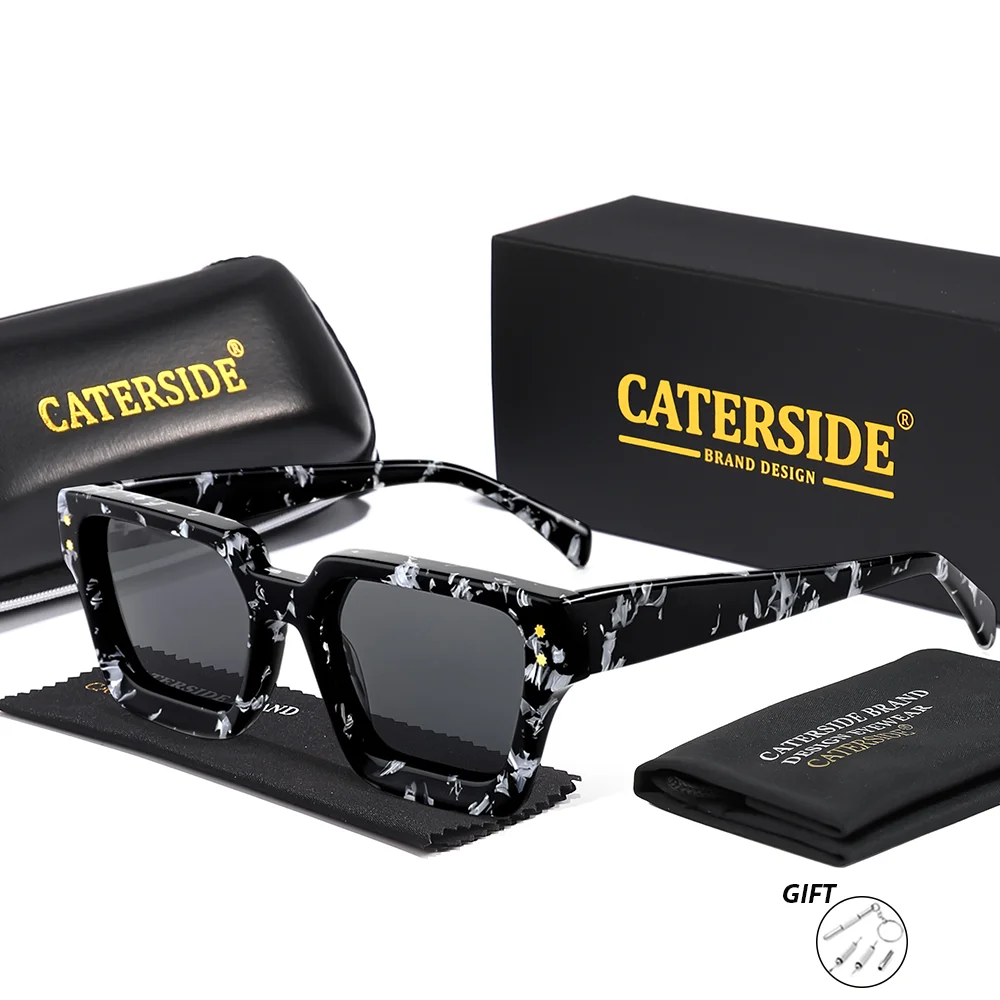 CATERSIDE Retro Herren-Sonnenbrille, hochwertige Acetat-Brille mit dickem Rahmen, Korrektionsbrille für Damen, Myopie- und Hyperopie-Brille – Detail 8