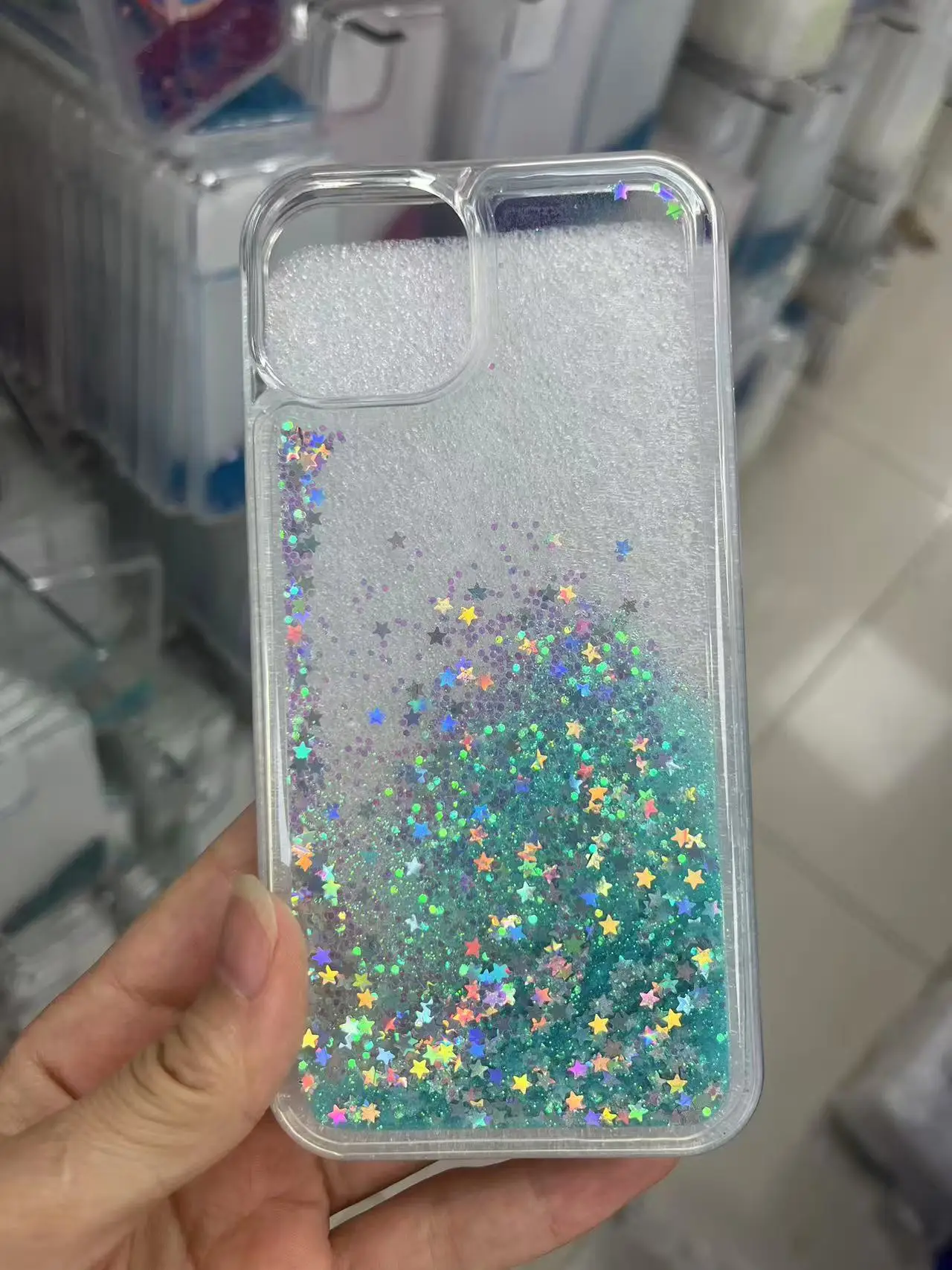 Sparkling Clear Glitter Quicksand Shockproof Phone Case with Bling Sequins