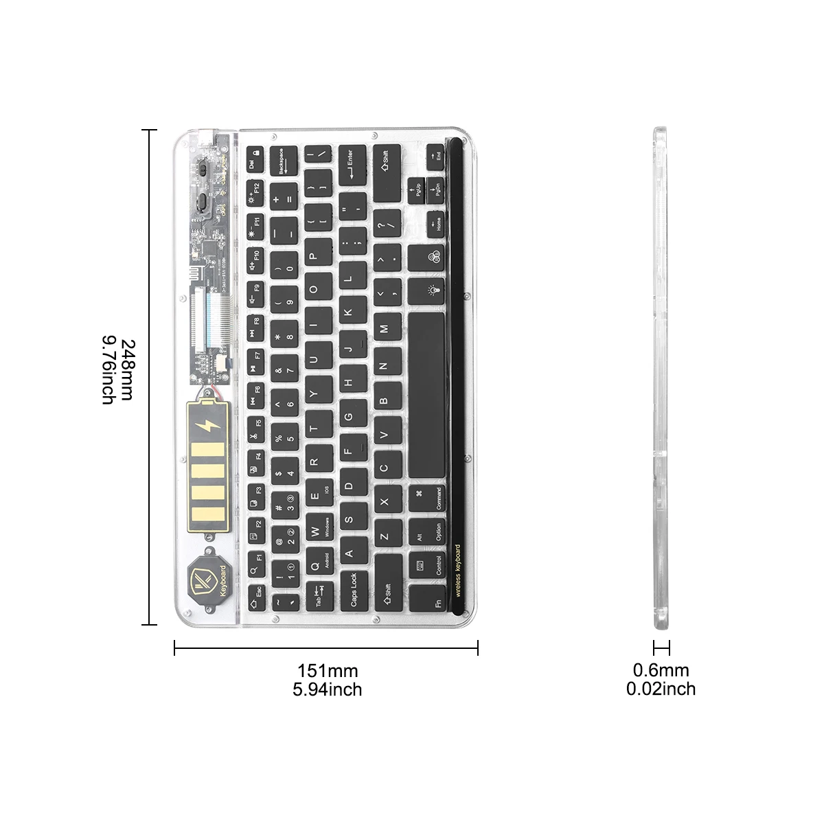 Wireless Keyboard 10 inch Bluetooth-compatible Key Panel for iPad Tablet Phone for Windows Android MAC iOS Light Gaming Keyboard