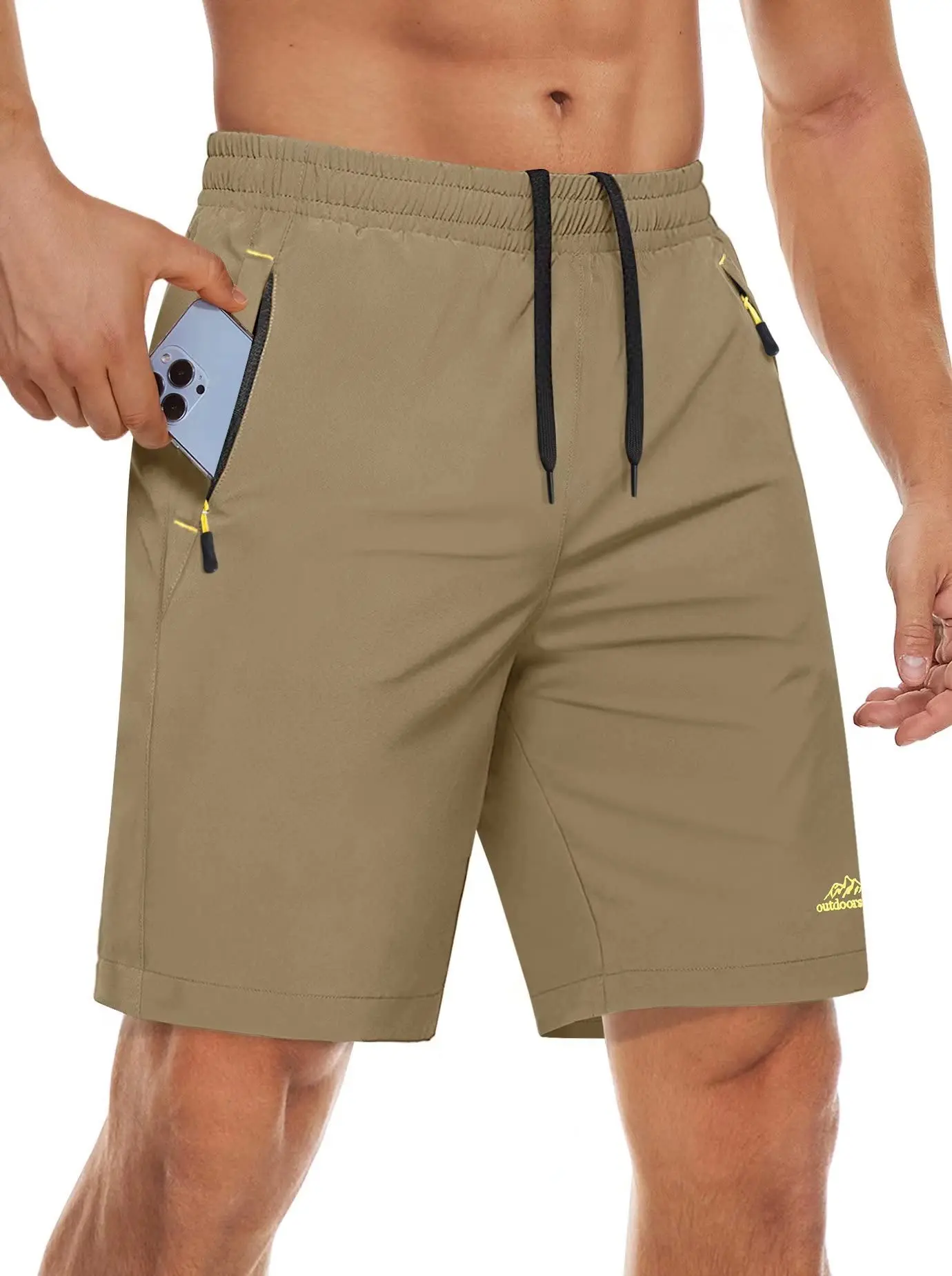 TACVASEN Quick Dry Athletic Shorts with Zipper Pockets Men's Summer Running Shorts Gym Training Workout Fitness Hiking Shorts