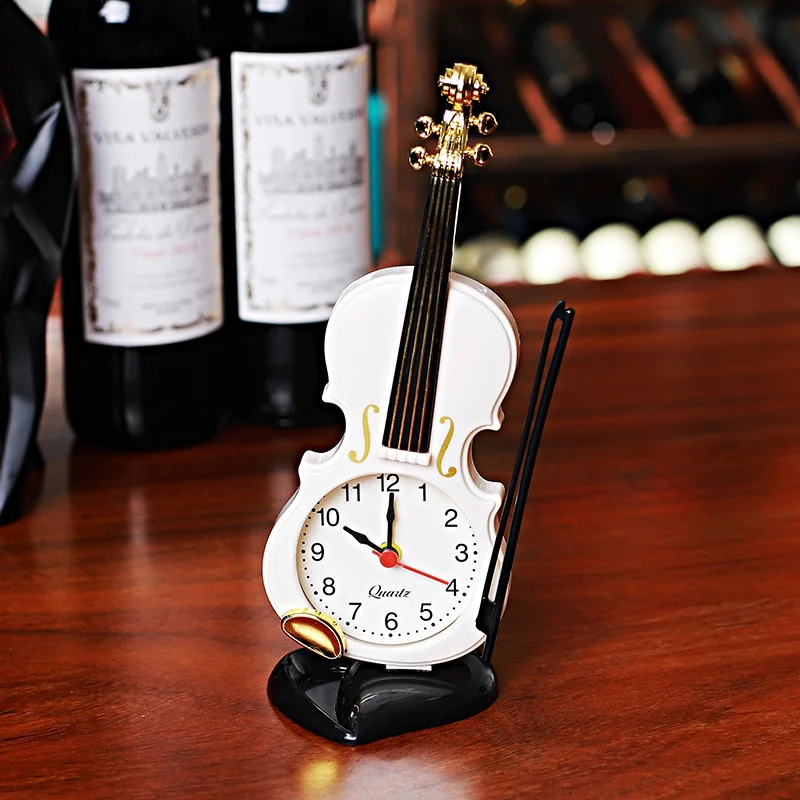 Creative Violin Students Use Alarm Clock Fashion Simple European Style Children's Cute Cartoon Bedside Clock Retro Ornament,digital clock,weather clock,lcd digital clock,digital desk clock,digital table clock,mini desk clock,mini weather clock,flipping clock,retro desk clock,retro telephone alarm clock
