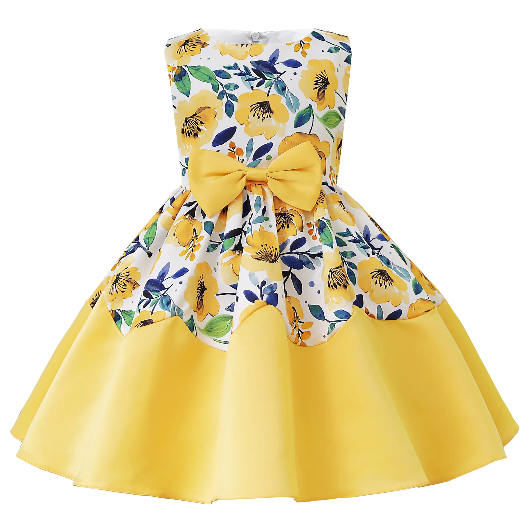 

Летнее платье для девочек; Одежда для девочек с цветочным рисунком; Милый бант; Новинка; Детский костюм без рукавов для дня рождения; Вечерние vestido Nina; От 2 до 10 лет