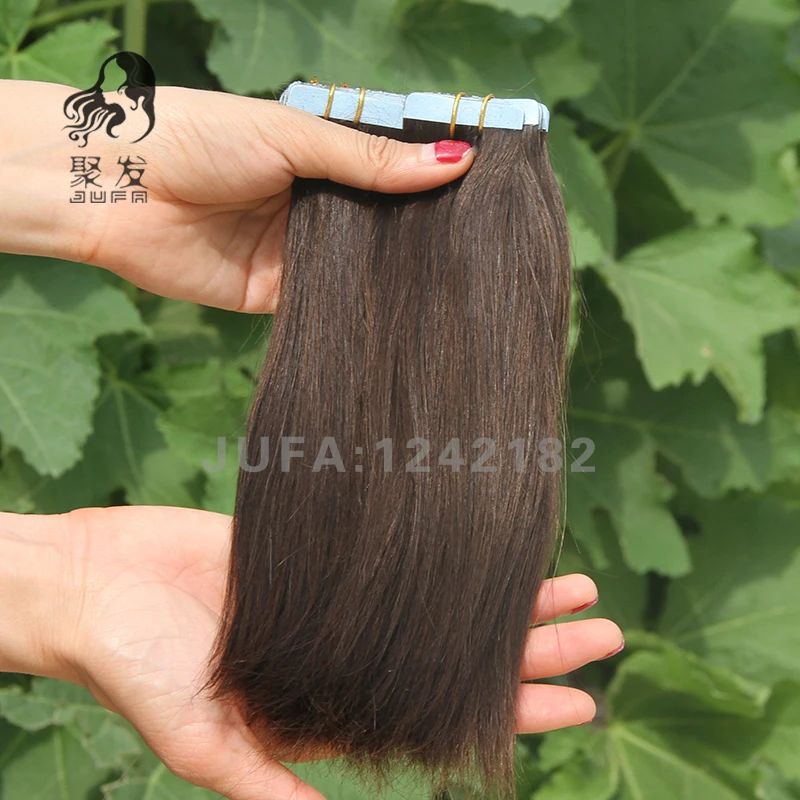 sale #4 Medium Brown Remy Tape In Human Hair Extensions Machine-made 30inch PU Virgin Hair Extensions Skin Weft Human