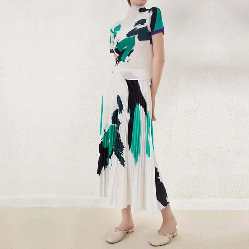 Miyake Style Corn Draped Dress Suit 2023 New Women's Summer Fashion Artistic Temperament High Sense Matching Two-Piece Suit