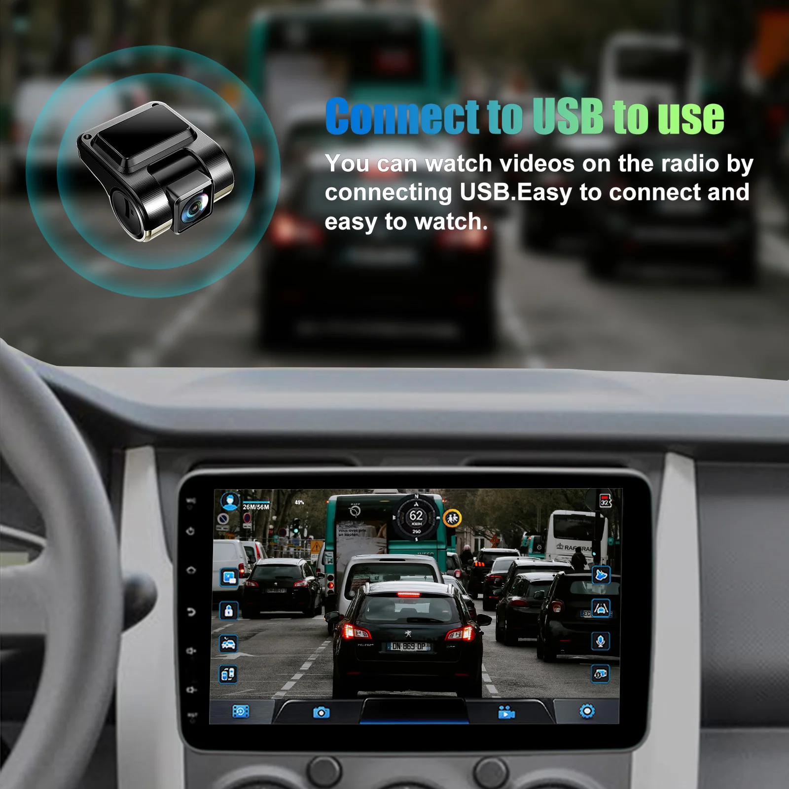 Universal Autoradio ESSGOO Android15 10.1" 4+64 GB / 2+64 GB Drehbar 360° 1 DIN Wireless CarPlay Android Auto GPS Navigation RDS FM WiFi Mikrofon 6+128 GB AUX USB Mirror Link FM Bluetooth Touchscreen Lenkradsteuerung – Detail 19