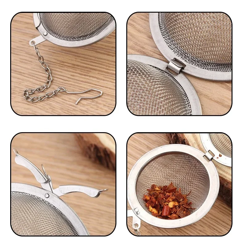 Tea Strainer Stainless Steel Infuser for Tea Brewing Sphere Locking Spice Tea Ball Mesh Tea Sieve Strainers Kitchen Accessories images - 6