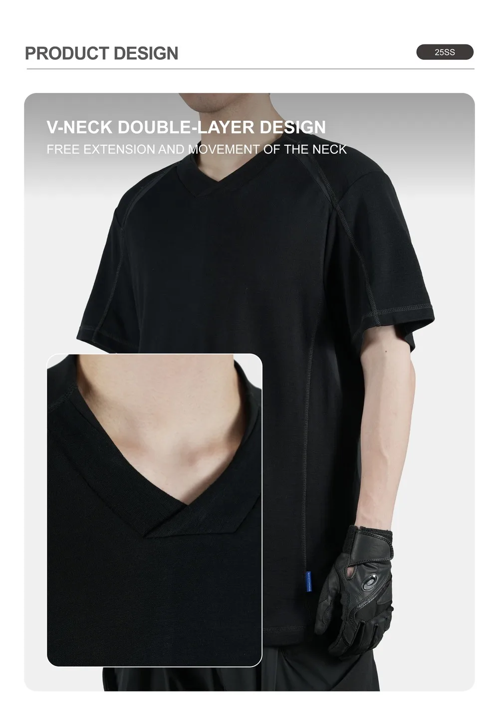 Reindee Lusion 25ss Merino wool 3d structure t-shirt skin frinedly breathable splicing materials techwear gorpcore
