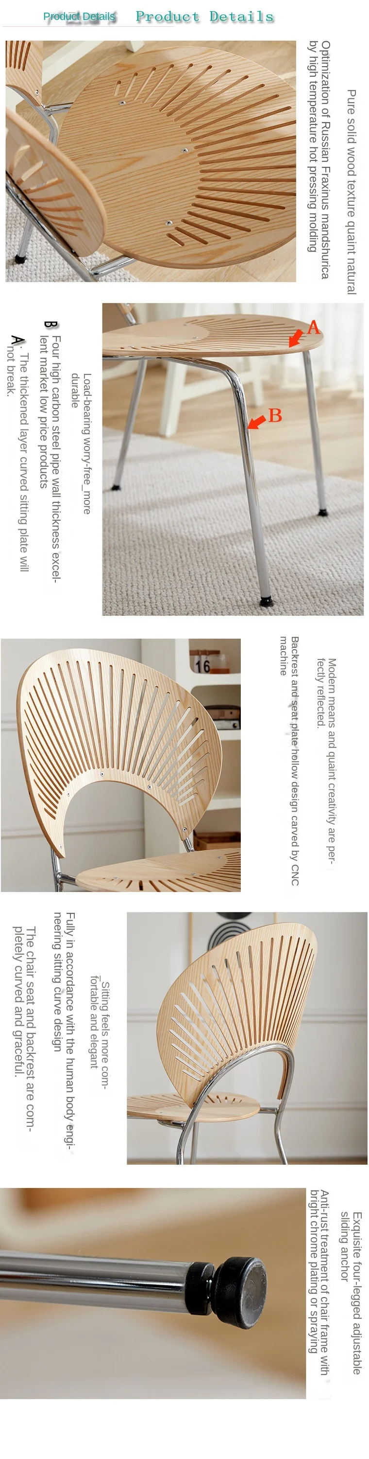 Description Picture 6 of itemOLEVO Nordic Dining Chair Is Made Of Solid Wood With A Simple And Natural Texture Stable Structure Good Load-bearing Capacity