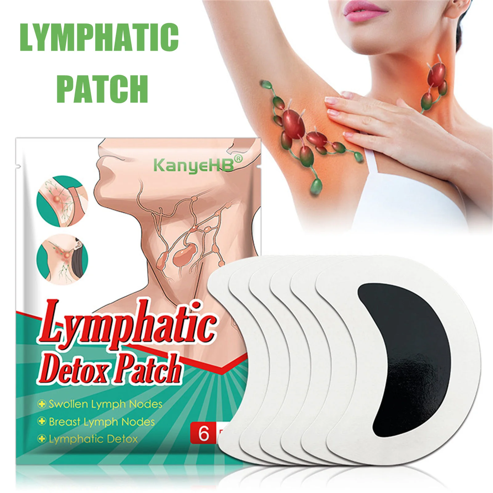 6pcsLymphaticNodulePatchesDrainageMassageClearingCystsAntiSwellingNeckBlood