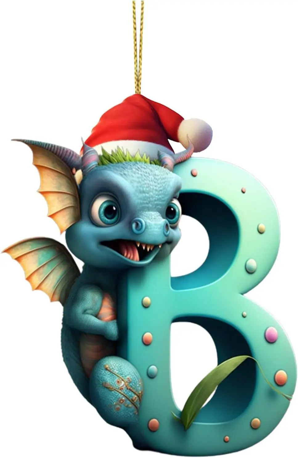 26 letras colgantes de Navidad 2D lindo dragón bebé colgante adorno de árbol decoraciones de encanto acrílico hogar árbol de Navidad adornos regalos