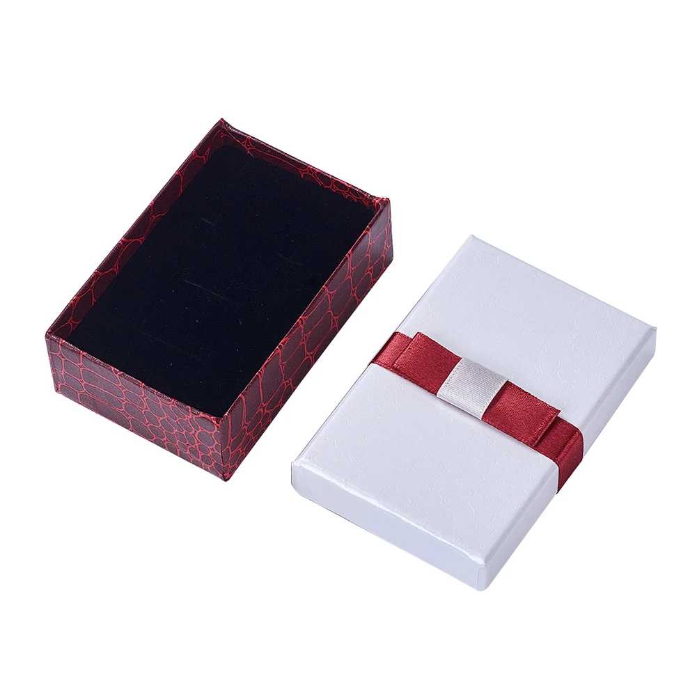 

4pcs Rectangle Kraft Cardboard Jewelry Set Boxes Ring Necklace Earring Gift Packaging Boxes With Sponge