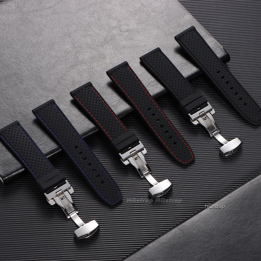 Silicone Sport Watch Strap with Butterfly Buckle - Breathable Waterproof Wristband
