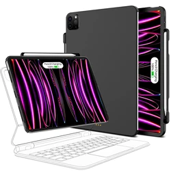 Magnetic Tablet Case with Pencil Holder and Keyboard Support for Pro 11 2018-2022 (Black)