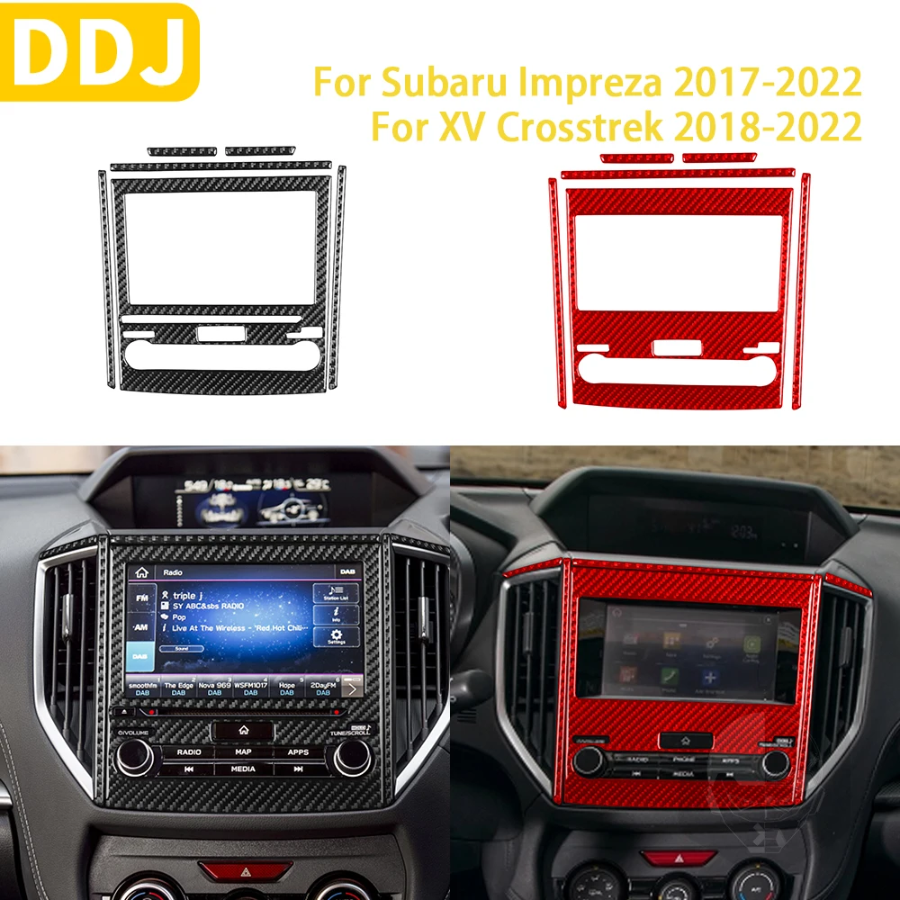 

For Subaru Impreza Crosstrek 2017-2022 Accessories Carbon Fiber Car Interior Central Control Multimedia Panel Trim Sticker