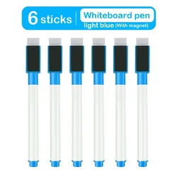 Magnetic Erasable Whiteboard Pen for Classroom and Office Use (SkyBlue Magnetic-6pc)