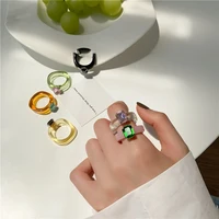 Bague de Luxe Géométrique Irrégulière pour Femme, Strass Clip Coloré Transparent, Bague Ronde, Accessoires de Bijoux Brillants 2