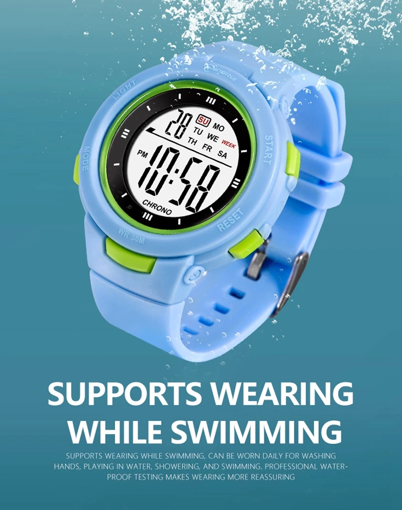 OHSEN Kids Sport Watches 50M Waterproof Purple Silicone Electronic Wristwatch Digital Children Watch For Boys Girls Gift 4