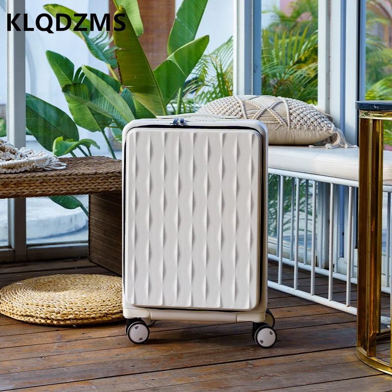 

KLQDZMS Aluminum Frame Front Opening Computer Luggage 20 Inch Boarding Mute Password Box 24" Universal Wheel Trolley Case