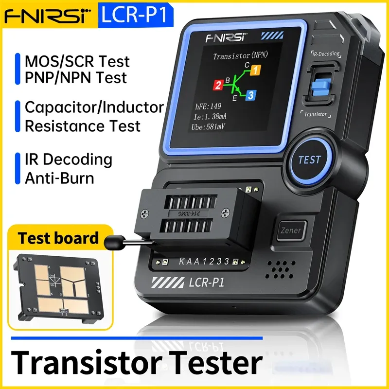 FNIRSI LCR-P1 Multifunction Transistor Tester Resistance Capacitance Transistor Diode Triode ESR LCR PNP NPN  SMD Test Meter