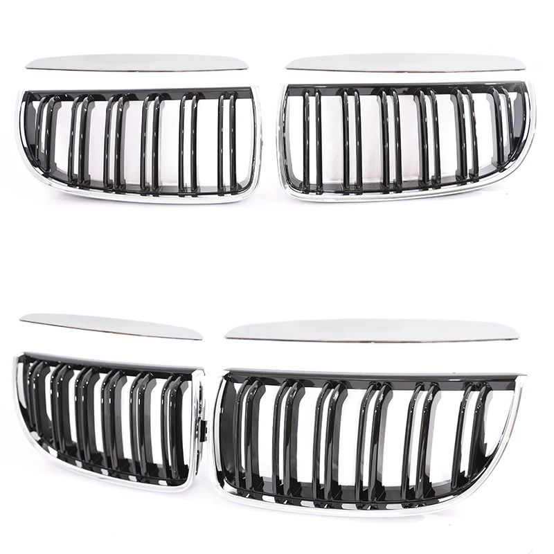 Sleek Carbon Fiber M Color Kidney Front Grill with Chrome Gloss and Matte Black Finish
