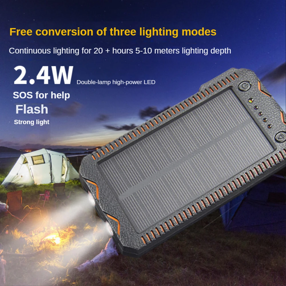 

20000mAh Solar Power Bank High-Capacity Charging Power Charger Portable Outdoor Emergency Charger for Xiaomi Samsung IPhone