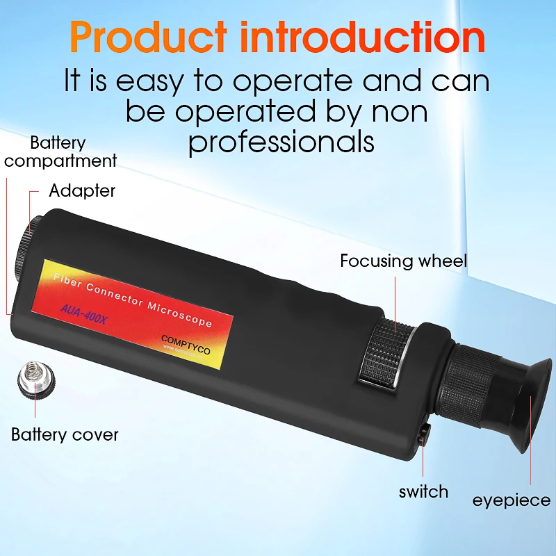 Handheld AUA-400X Fiber Optical Inspection Microscope LED Illumination Anti Slip Rubber