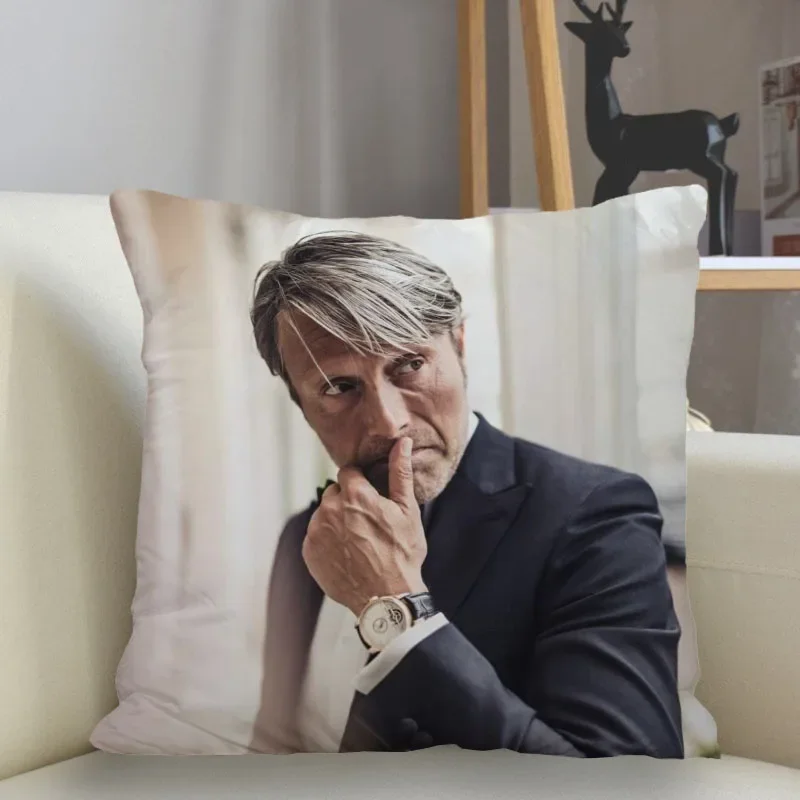 Musife Mads Mikkelsen 맞춤형 사각 베개 커버 케이스, 지퍼 베개 케이스, 35*35,40*40,45*45cm, 드롭 배송