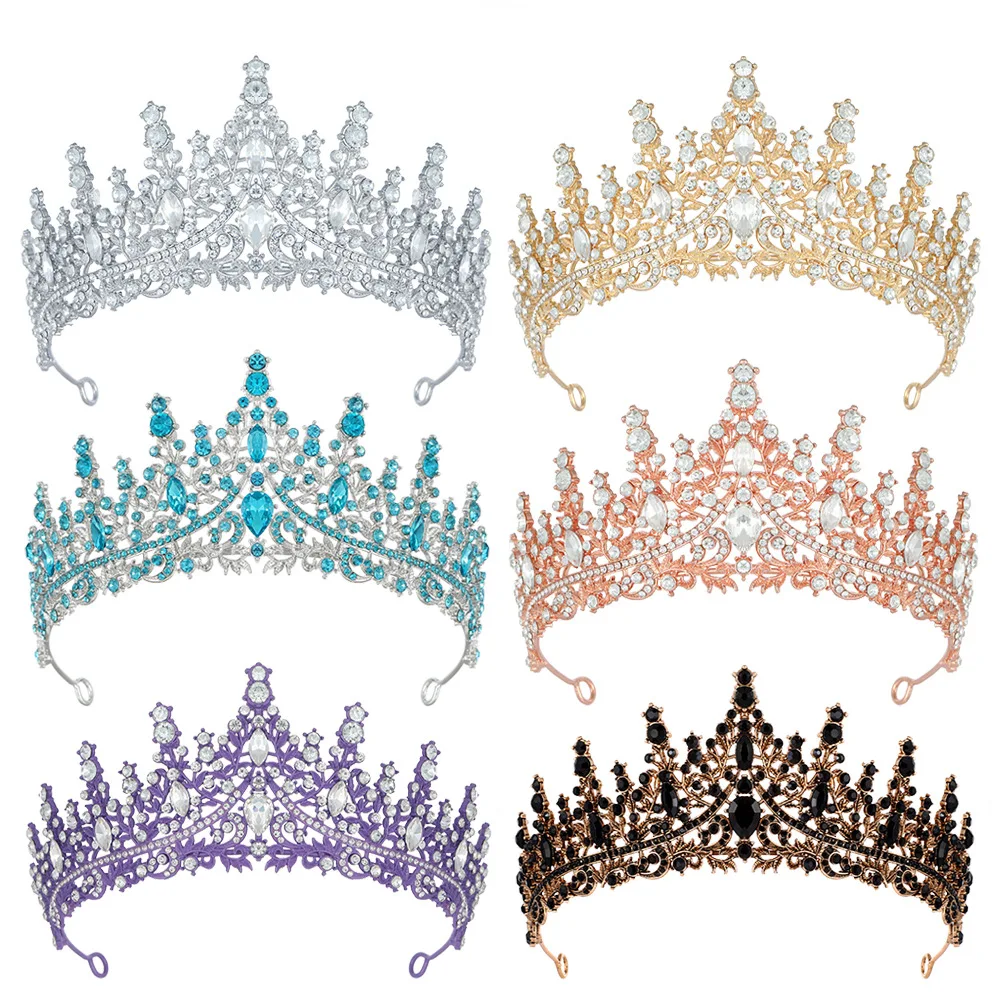 2Pcs New Luxury Full Diamond Bride Crown Hair Hoops Wedding Dress Accessories Elegant Crystal Bride Crown Hair Accessories