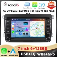 Podofo 7 ''6 + 128G autoradio pour VW/PASSAT/GOLF/SCIROCCO lecteur multimédia Navigation Carplay Android Auto WIFI BT RDS Audio de voiture 1