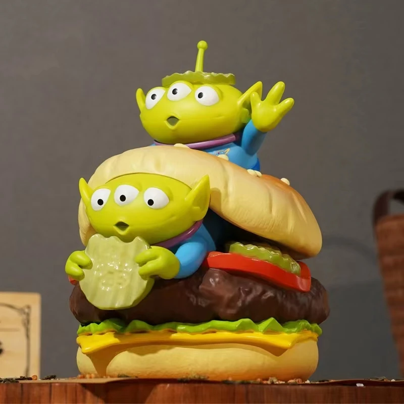 

Action Figure Disneys Cartoon Toy Story Alien Hamburger Statue Creative Three Eyes Alien Fashion Brand Pvc Collection Model Gift