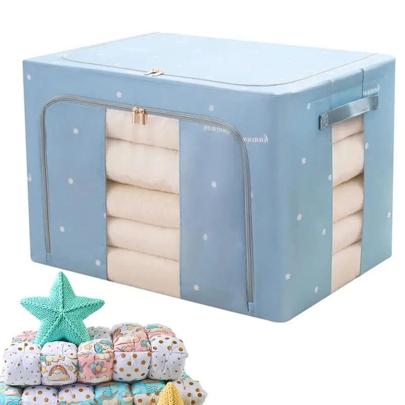 

Foldable Storage Box Large Capacity Clothes Storage Bins Space-Saving Closet Organizer For Comforters Blankets Bedding