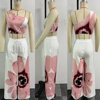 Floral Print Summer Two Piece Set Women Holiday One Shoulder Crop Top and Loose Wide Leg Pants Matching Sets Outfits Vacation - Image 6