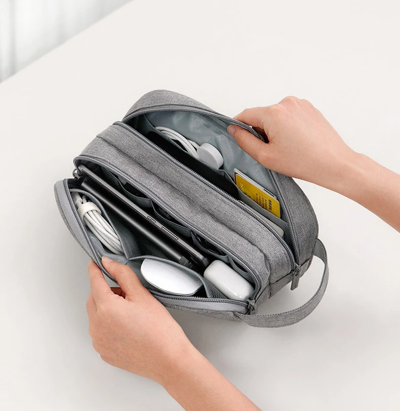 Powerful Dual Layer Cable Organizer Bag For Laptop Accessories With Quick Access