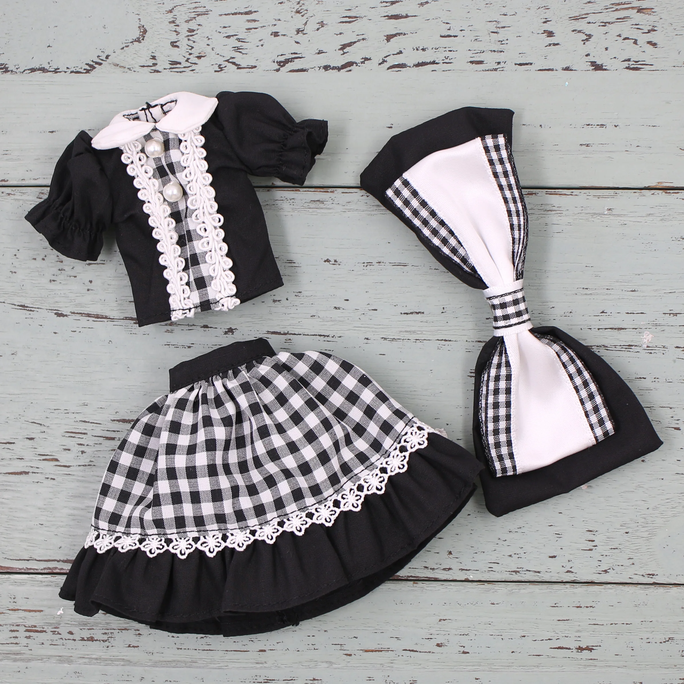 DBS blyth doll clothes classic color plaid dress high quality for 1/6 30cm normal joint body