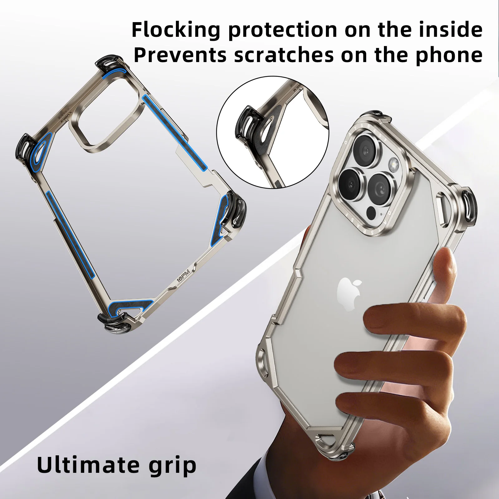 Eary for iPhone 17 16 15 Pro Max Air Phone Case Metal Frameless Shockproof Protective Bumper Minimalist Slim Ultra-thin 17 Cover