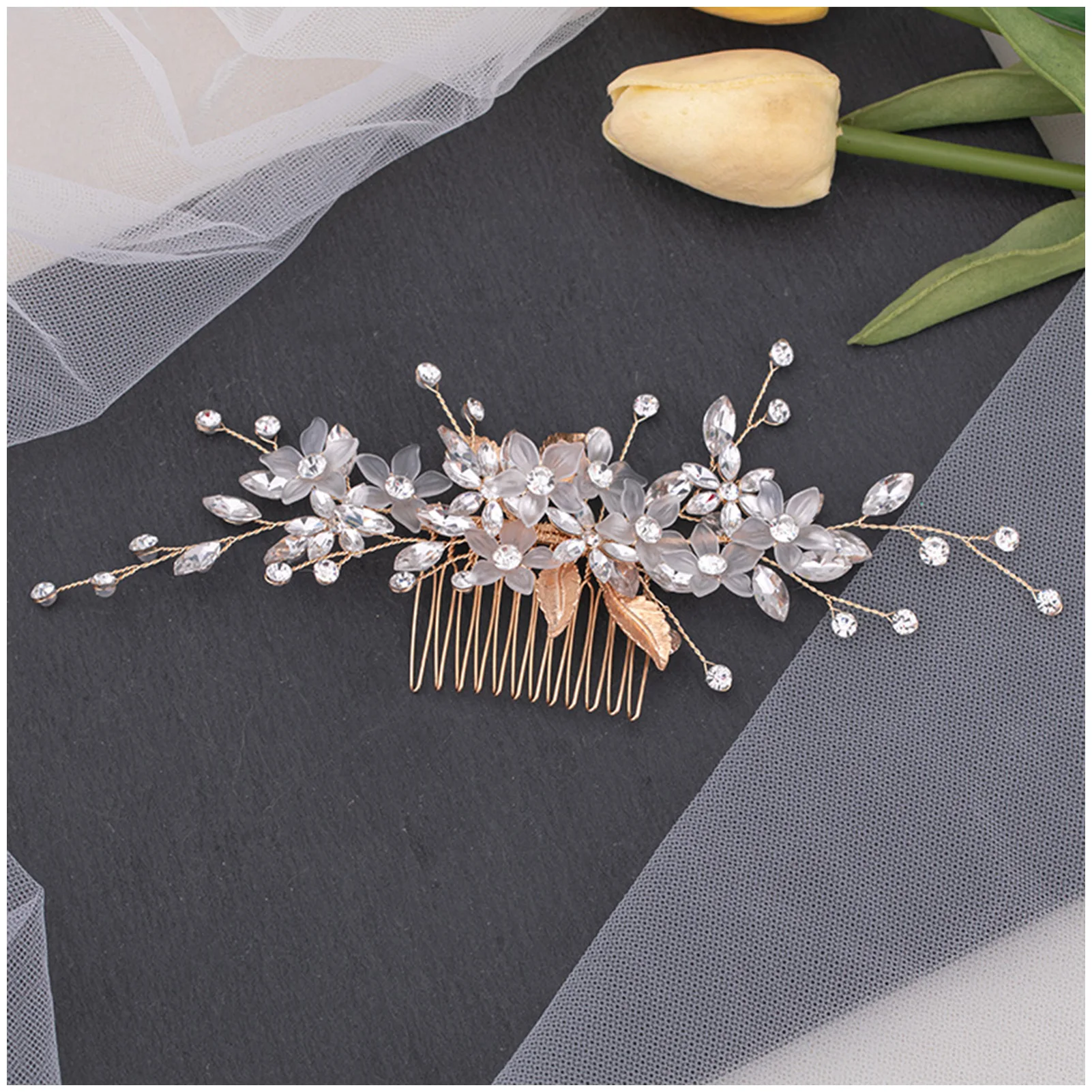 

Crystal Bride Wedding Hair Comb with Sparkling Rhinestones Comb Barrette for Weddings Anniversary Honeymoons