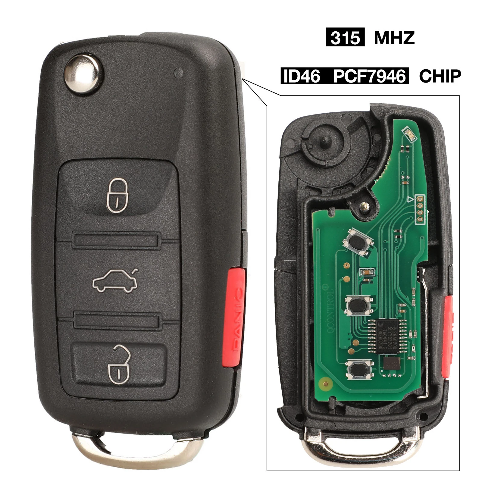 

Kutey 10 шт./лот 4 кнопки дистанционного ключа fob 315 МГц 433 МГц для VW Fit Volkswagen Phaeton Touareg 2002-2010 с чипом PCF7946