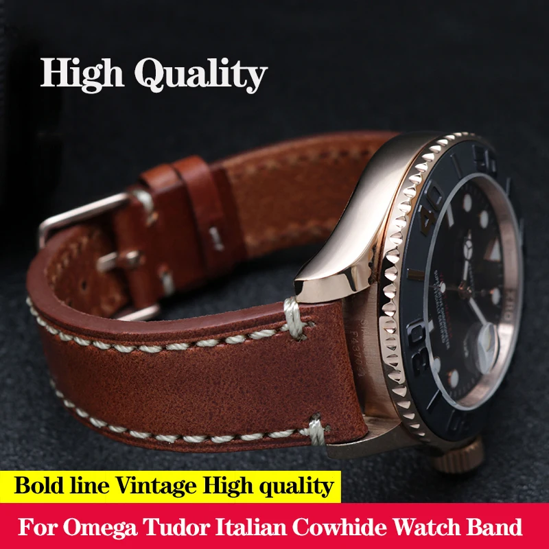 20Mm 22Mm Cinturino In Pelle Di Vacchetta Italiana Per Ro-Lex Water Ghost Yacht Mingshi Strap Omega Tudor Watch Chain Bracciale Da Uomo