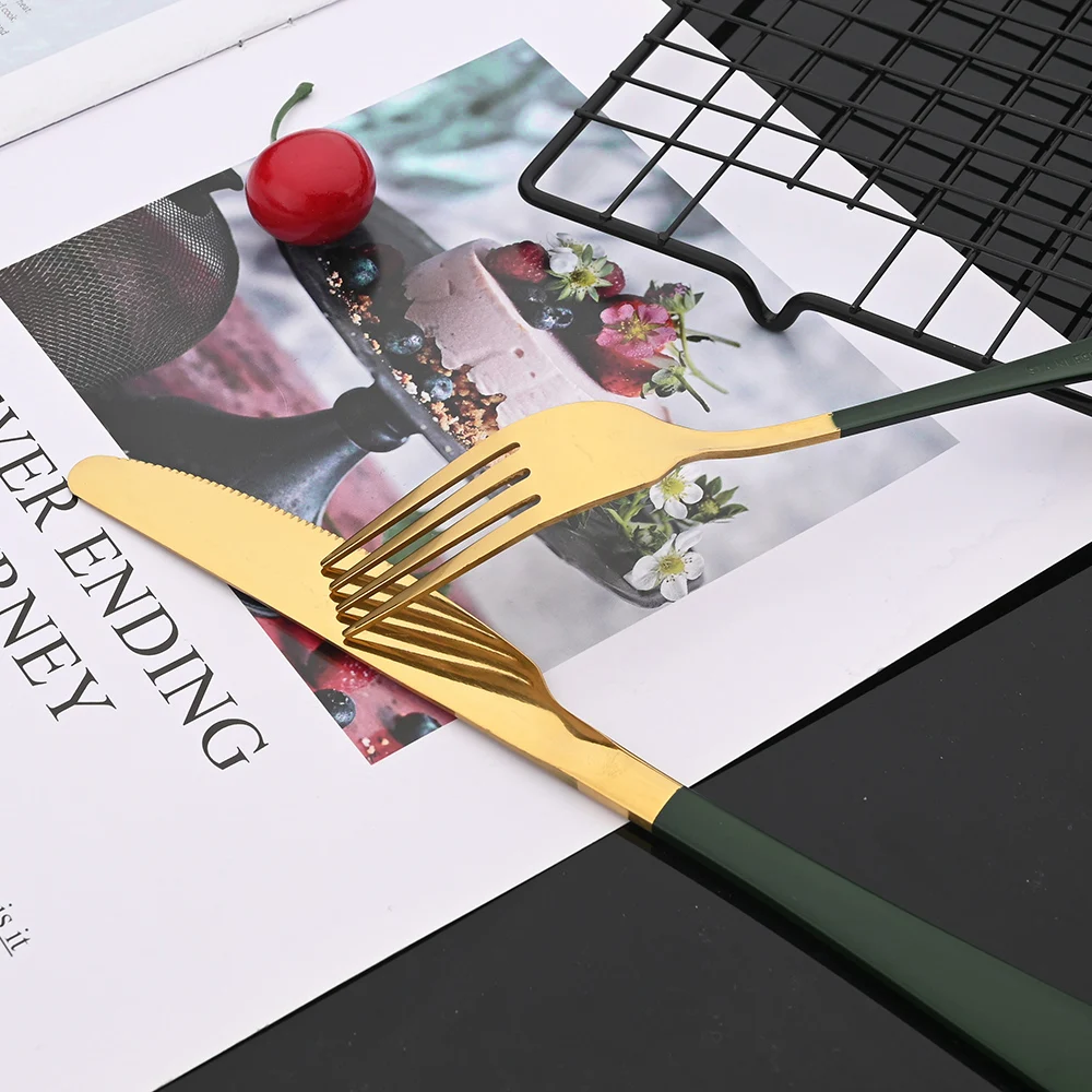 24Pcs ׸  Ź Ʈ η ƿ Į  ֹ  ũ  Ǭ ı Ȩ Flatware 丮 