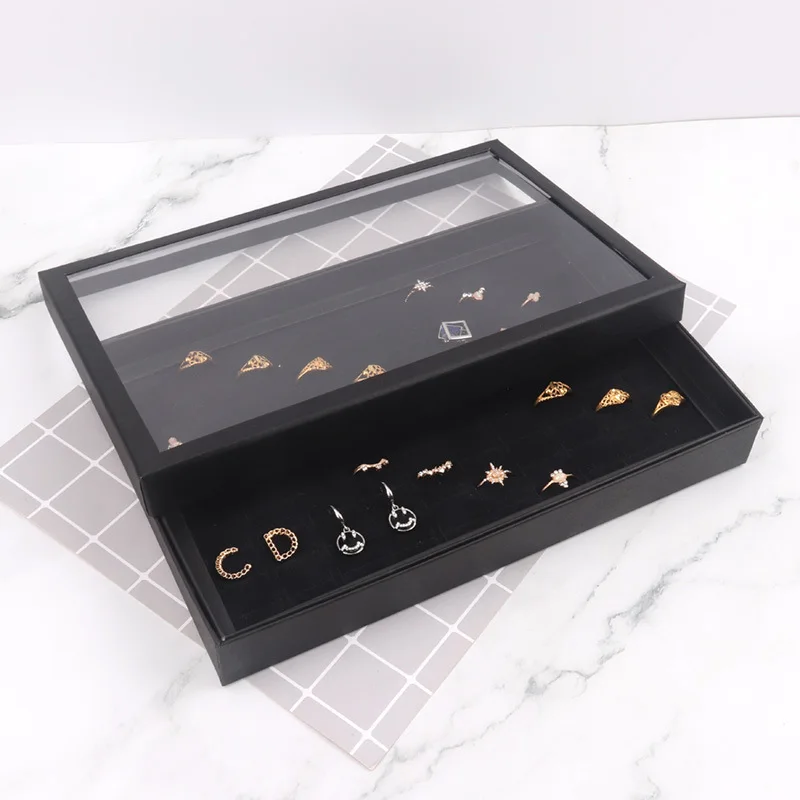 Jewelry Box Transparent Jewelry Display Packaging Gift Box Desktop Display Earrings Storage Ring Box 100 Slots