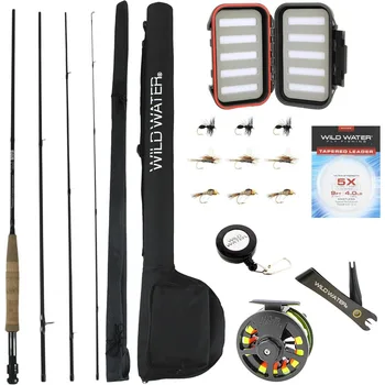 Standard Fly Fishing Combo Starter Kit, 5 or 6 Weight 9 Foot Fly Rod, 4-Piece Graphite Rod with Cork Handle, Accessories 1