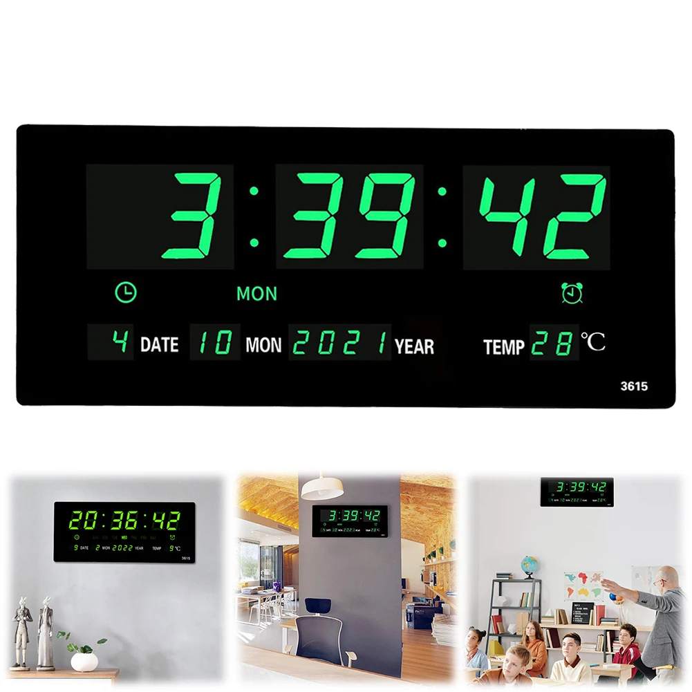 Digital Alarm Clock Bedside Alarm Clock Temperature/Date Display Boarderless Wall-mounted Multifunctional for Home Office
