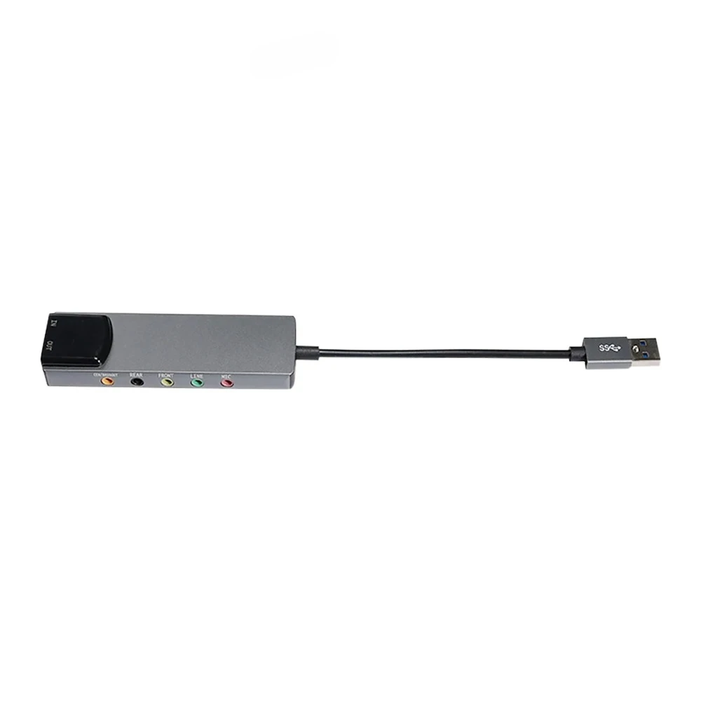 6-in-1 USB 외부 광학 사운드 카드 노트북 알루미늄 사운드 카드용 다기능 오디오 변환기 어댑터
